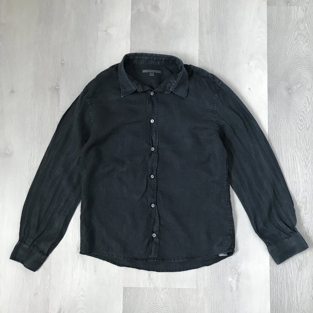 JOHN VARVATOS 100% LINEN GRAY SHIRT LONG SLEEVE MENS MEDIUM - Picture 1 of 9